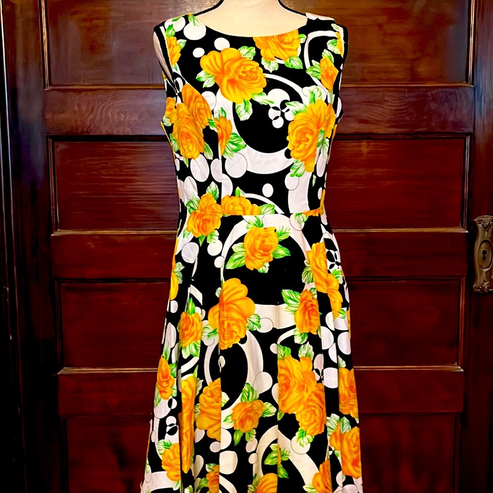 Flowered fit and flare dress.